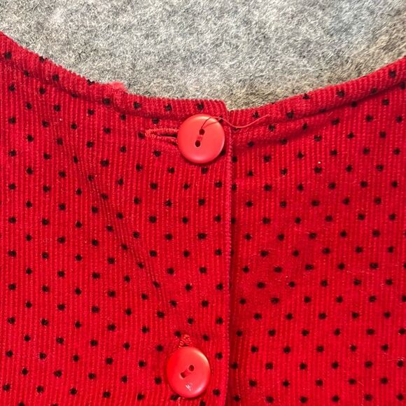 Vtg SAMARA Dress Girls 2T Red Heart Scottie Dog Polka Dot Corduroy Embroidery - Picture 12 of 15